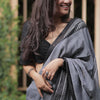 Prominent Grey Cotton Silk Saree With Enamoring Blouse Piece