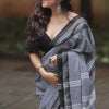 Prominent Grey Cotton Silk Saree With Enamoring Blouse Piece