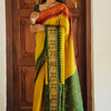 Flamboyant Yellow Soft Silk Saree With Ailurophile Blouse Piece