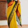 Flamboyant Yellow Soft Silk Saree With Ailurophile Blouse Piece