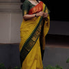 Flamboyant Yellow Soft Silk Saree With Ailurophile Blouse Piece
