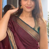 Dulcet Wine Soft Silk Saree With Beguiling Blouse Piece