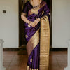 Evocative Purple Soft Banarasi Silk Saree With Piquant Blouse Piece
