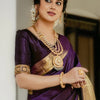 Evocative Purple Soft Banarasi Silk Saree With Piquant Blouse Piece