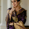 Evocative Purple Soft Banarasi Silk Saree With Piquant Blouse Piece