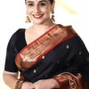 Gratifying Black Soft Banarasi Silk Saree With Assemblage Blouse Piece