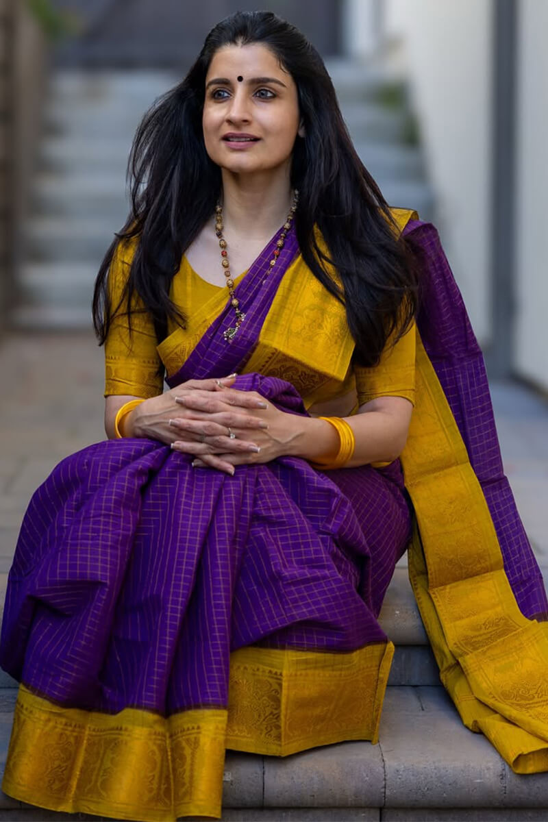 Majestic Purple Soft Silk Saree With Diaphanous Blouse Piece