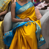 Flameboyant Yellow Soft Silk Saree With Eclat Blouse Piece