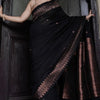 Energetic Black Soft Silk Saree With Delightful Blouse Piece