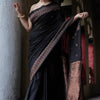 Energetic Black Soft Silk Saree With Delightful Blouse Piece