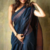 Angelic Navy Blue Soft Silk Saree With Assemblage Blouse Piece