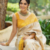 Imbrication Beige Soft Silk Saree With Embellished Blouse Piece