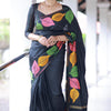 Pretty Black Soft Silk Saree With Beautiful Blouse Piece
