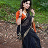 Ravishing Black Soft Silk Saree With Enthralling Blouse Piece