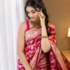 Sophisticated Dark Pink Soft Silk Saree With Gratifying Blouse Piece