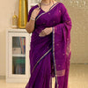 Prettiest Purple Cotton Silk Saree With Glorious Blouse Piece