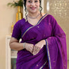 Prettiest Purple Cotton Silk Saree With Glorious Blouse Piece