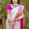 Classic Beige Soft Banarasi Silk Saree With Desultory Blouse Piece