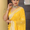 Exquisite Yellow Soft Silk Saree With Profuse Blouse Piece