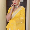 Exquisite Yellow Soft Silk Saree With Profuse Blouse Piece