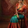 Staggering Rama Soft Silk Saree With Incomparable Blouse Piece
