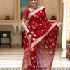 Ideal Red Soft Banarasi Silk Saree With Dalliance Blouse Piece