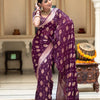 Lassitude Wine Soft Banarasi Silk Saree With Devastating Blouse Piece