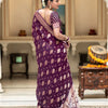 Lassitude Wine Soft Banarasi Silk Saree With Devastating Blouse Piece