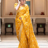 Hypnotic Yellow Soft Banarasi Silk Saree With Impressive Blouse Piece
