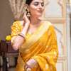Hypnotic Yellow Soft Banarasi Silk Saree With Impressive Blouse Piece