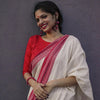 Elegant Off White Cotton Silk Saree With Demanding Blouse Piece