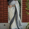 Flaunt Off White Cotton Silk Saree With Blooming Blouse Piece