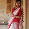 Extraordinary Off White Cotton Silk Saree With Demanding Blouse Piece