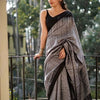 Attractive Grey Cotton Silk Saree With Intricate Blouse Piece
