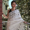 Bucolic Off White Cotton Silk Saree With Evocative Blouse Piece
