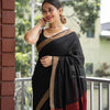 Fairytale Black Cotton Silk Saree With Mesmeric Blouse Piece