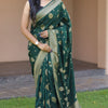 Precious Dark Green Soft Banarasi Silk Saree With Sophisticated Blouse Piece