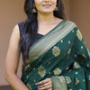 Precious Dark Green Soft Banarasi Silk Saree With Sophisticated Blouse Piece