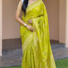 Inspiring Mehndi Soft Silk Banarasi Saree With Gossamer Blouse Piece