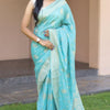 Effulgent Sky Soft Silk Banarasi Saree With Proficient Blouse Piece