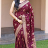 Splendiferous Wine Soft Banarasi Silk Saree With Sempiternal Blouse Piece
