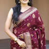 Splendiferous Wine Soft Banarasi Silk Saree With Sempiternal Blouse Piece