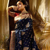 Engrossing Navy Blue Soft Silk Saree With Arresting Blouse Piece