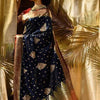 Engrossing Navy Blue Soft Silk Saree With Arresting Blouse Piece