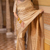 Arresting Beige Soft Silk Saree With Fantabulous Blouse Piece