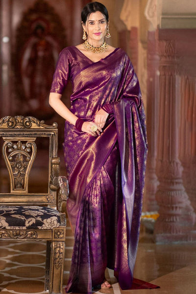 Artistic Purple Soft Silk Saree With Pulsating Blouse Piece
