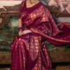 Flamboyant Wine Soft Silk Saree With Imaginative Blouse Piece