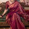 Flamboyant Wine Soft Silk Saree With Imaginative Blouse Piece