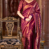 Flamboyant Wine Soft Silk Saree With Imaginative Blouse Piece