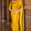 Impressive Yellow Soft Silk Saree With Chatoyant Blouse Piece
